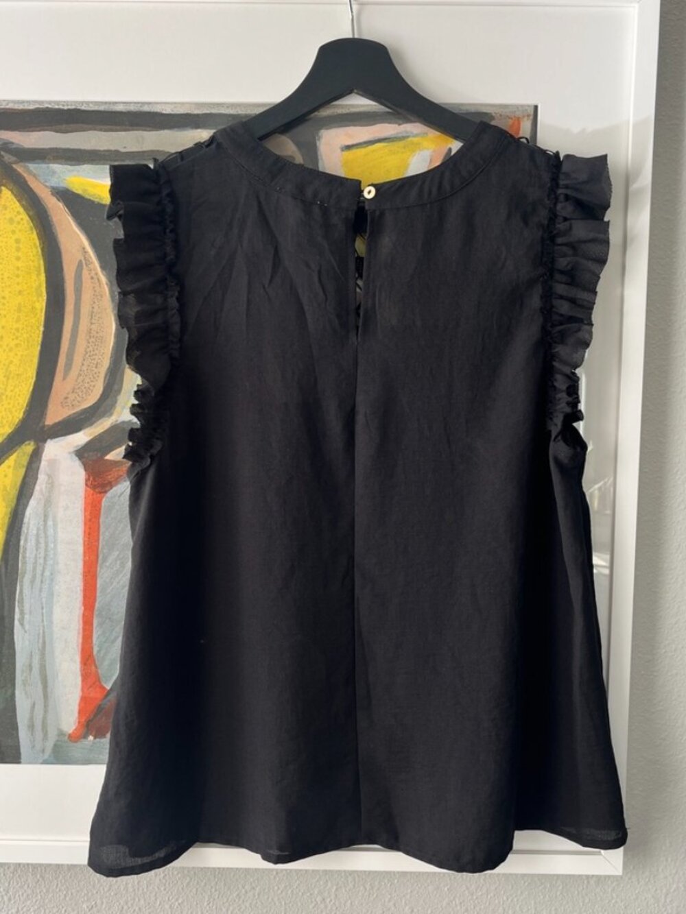NWT Hem & Thread Boho Crochet Ruffle Sleeveless Top Black L - Picture 2 of 2
